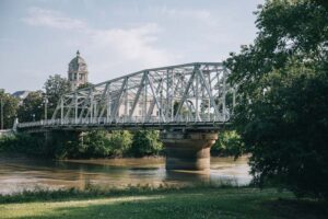 The bridge over the Yazoo River Bank.